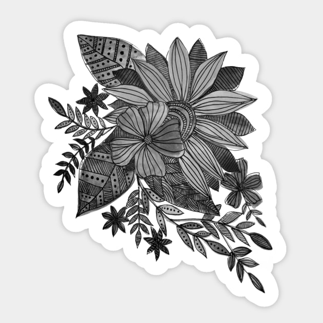 Watercolor sunflowers - black and white Sticker by wackapacka